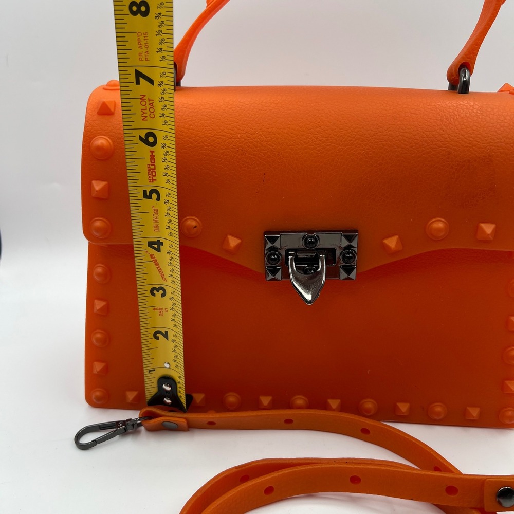 Akira Orange Studded Jelly Handbag Crossbody Satchel Matte Finish - Picture 7 of 9
